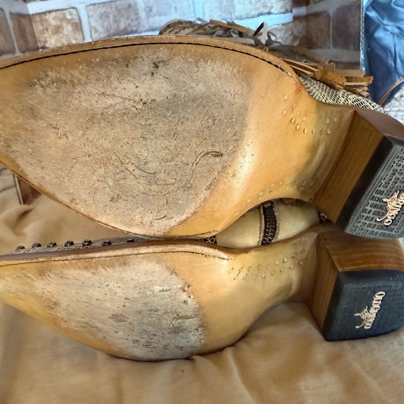 Old Gringo Tan and Brown Studded Fringe Boots 8.5 - Picture 5 of 8